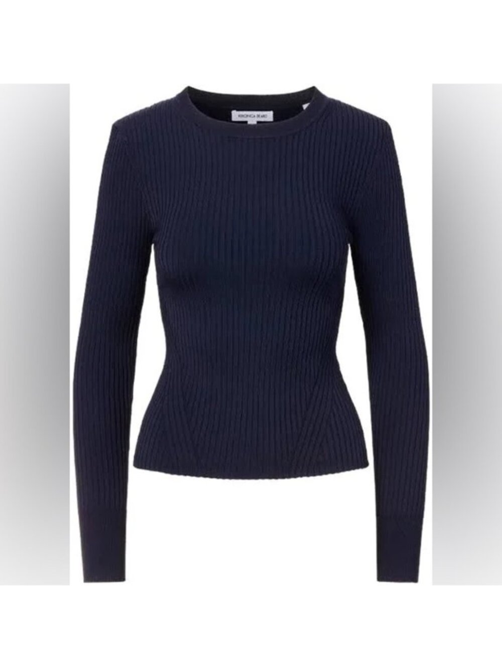 NEW Veronica Beard - Acara crew neck black ribbed Pullover XL